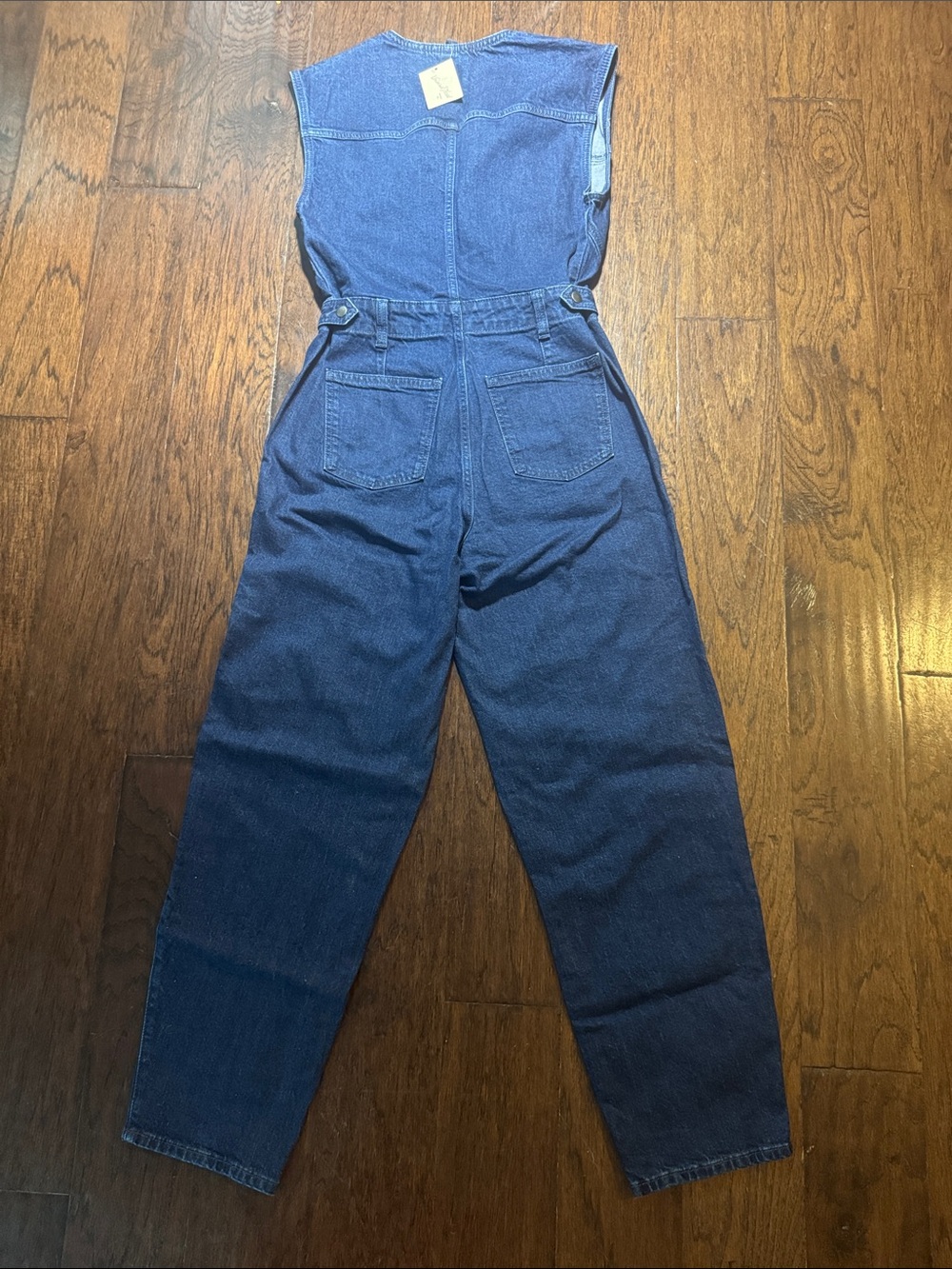 Universal Thread Blue Denim‎ Sleeveless Zip Jumpsuit Pockets Adjustable Waist 4 - Picture 6 of 12
